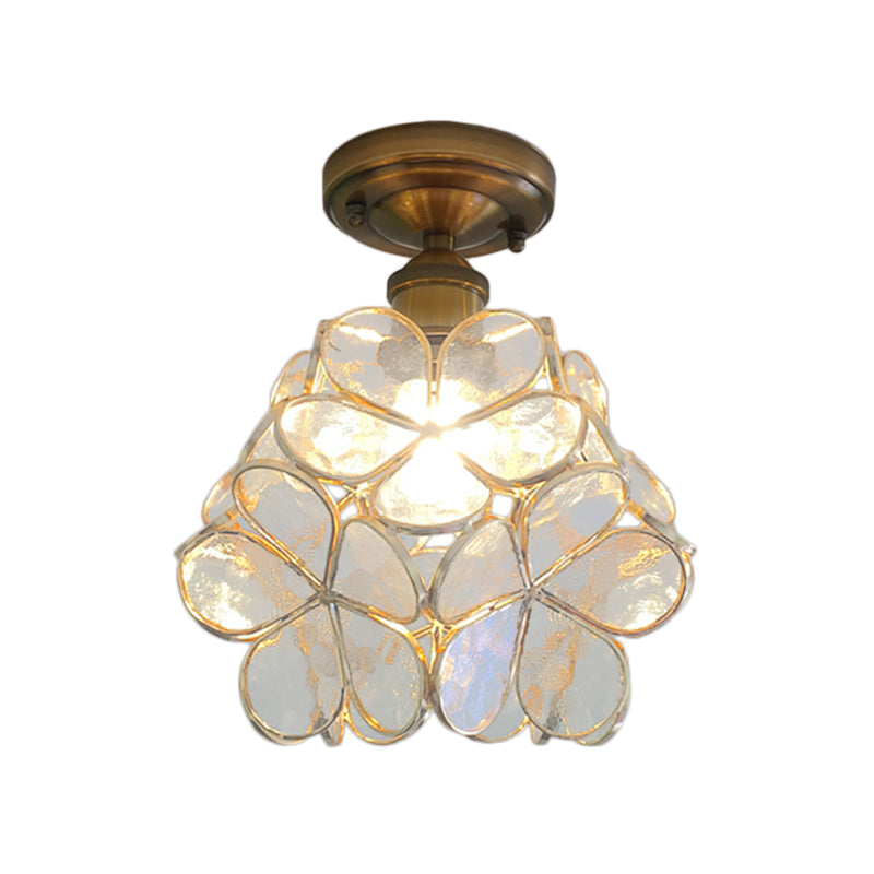 Retro Flower Ceiling Light, Vintage Layered Petal Ceiling Lamp in Durable Rubber for Bedroom, Hallway and Living Room
