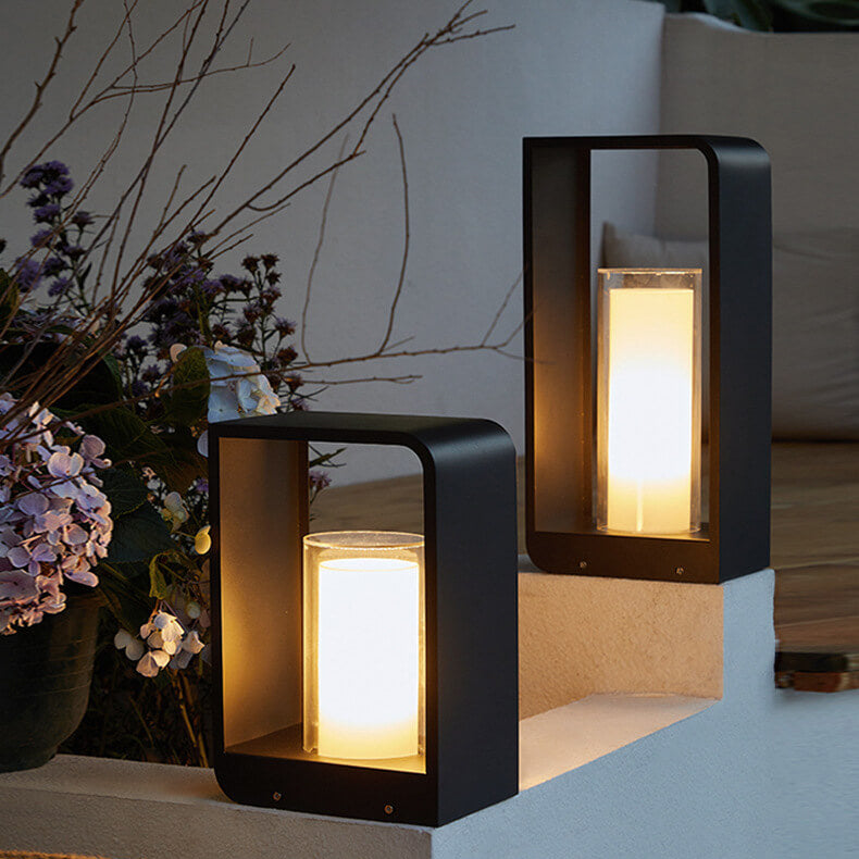 Modern Square Outdoor LED Light, Minimalist Solar Powered Waterproof Garden Light, Outdoor Wall Lamp for Patio, Driveway and Pathway