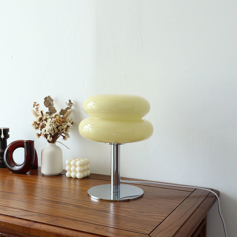 Italian Designer Glass Table Lamp, Minimalist Hand Blown Glass Accent Light for Home Office, Bedroom and Living Room