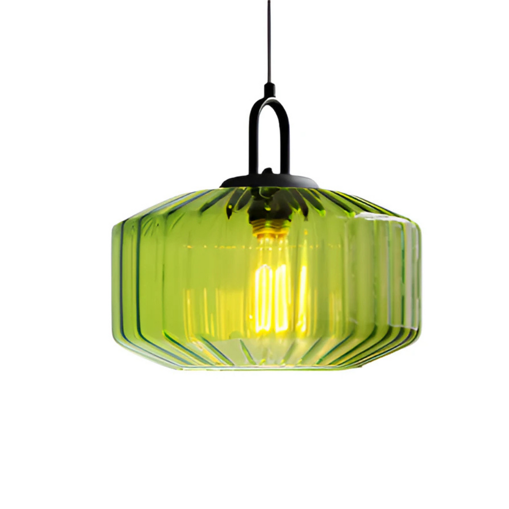 Mireta Glass Pendant Light, Vintage Coloured Glass Ceiling Light, Retro Hanging Lamp for Dining Room, Living Room and Bedroom