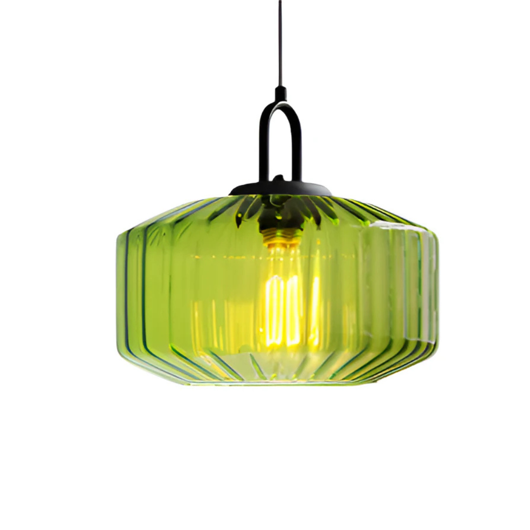 Mireta Glass Pendant Light, Vintage Coloured Glass Ceiling Light, Retro Hanging Lamp for Dining Room, Living Room and Bedroom