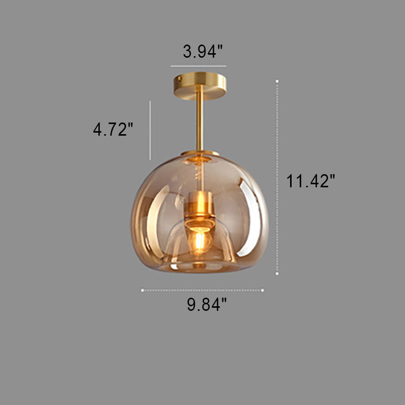 Nordic Glass Ball Ceiling Light, Scandinavian Opal Glass Semi Flush Mount Lamp for Living Room, Bedroom, Hallway and Landing