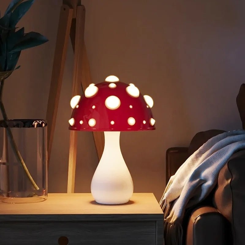 LED Mushroom Table Lamp, Minimalist Sculptural Dome Table Light, Integrated LED Lamp for Bedroom, Home Office and Living Room