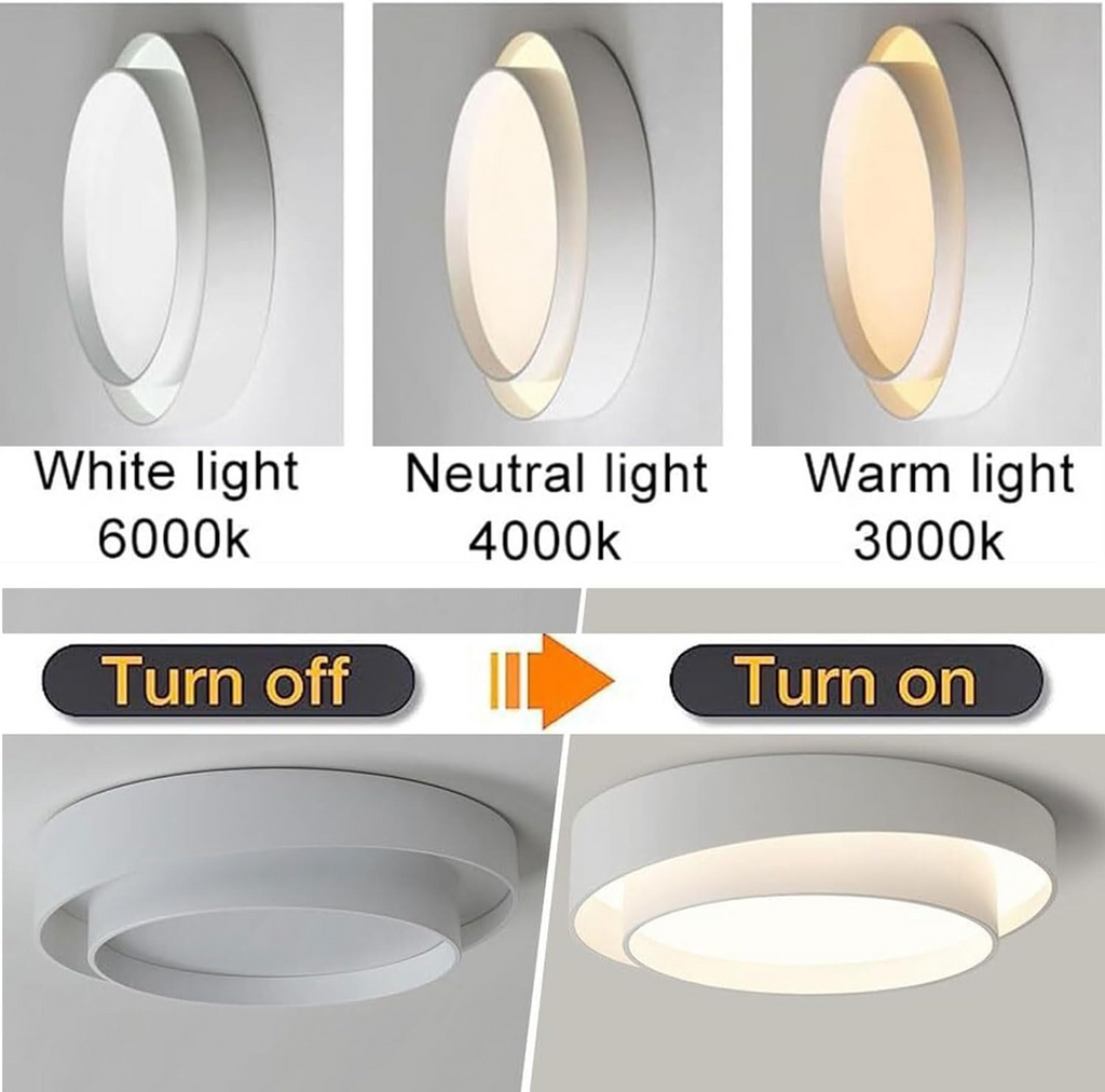 Nordic Round LED Ceiling Light, Scandinavian Minimalist Flush Mount Lamp for Living Room, Bedroom, Hallway and Kitchen