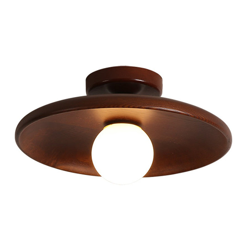 Modern Wooden Ceiling Light, Minimalist Solid Wood Semi Flush Mount Ceiling Lamp for Living Room, Bedroom and Hallway
