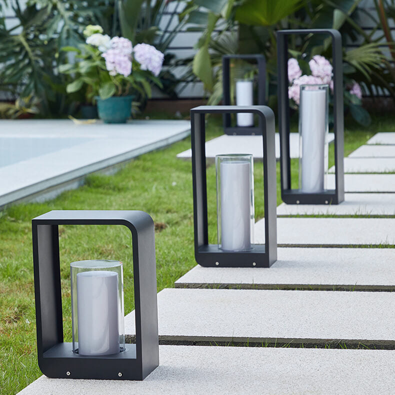Modern Square Outdoor LED Light, Minimalist Solar Powered Waterproof Garden Light, Outdoor Wall Lamp for Patio, Driveway and Pathway