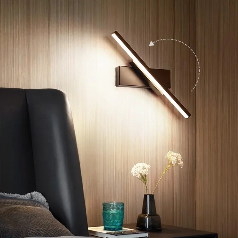 Modern LED Wall Light Hardwares Rotatable Bathroom Mirror Lamp for Bedroom Living Room Indoor Line Wall Sconces Lighting Fixture