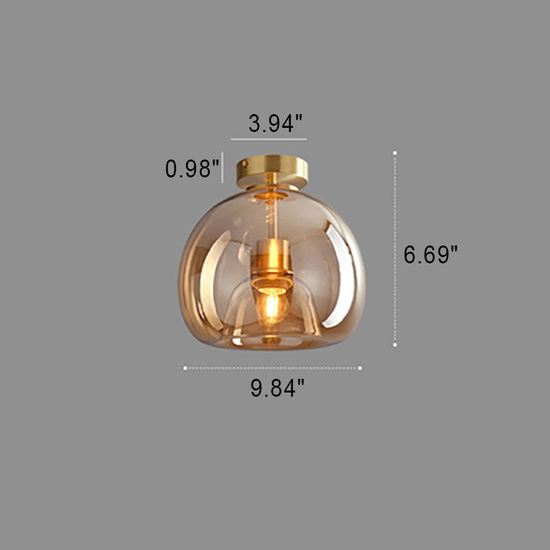 Nordic Glass Ball Ceiling Light, Scandinavian Opal Glass Semi Flush Mount Lamp for Living Room, Bedroom, Hallway and Landing