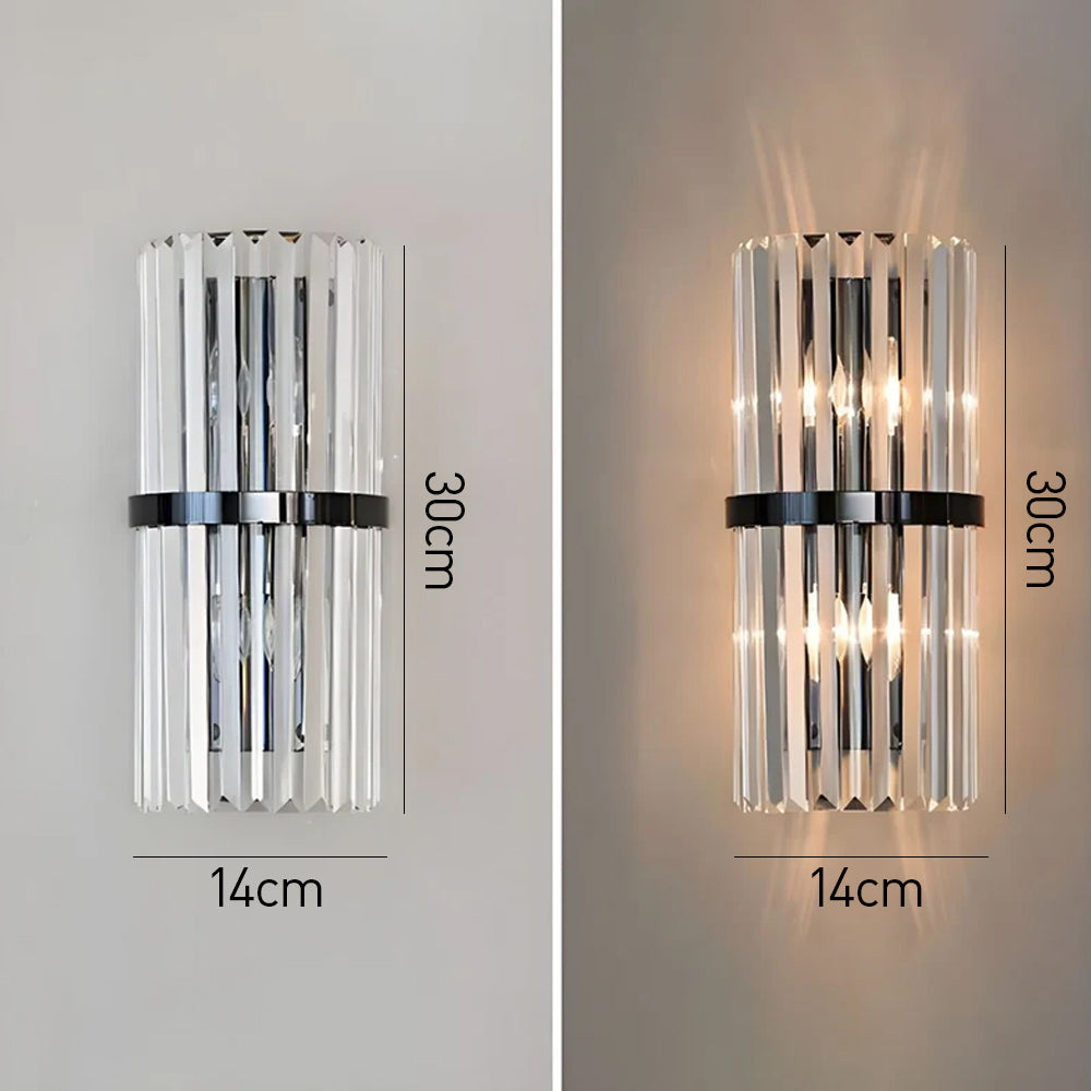 Crystal Wall Light, Minimalist Glass and Brushed Metal Wall Sconce, Modern Accent Light for Living Room, Bedroom and Hallway
