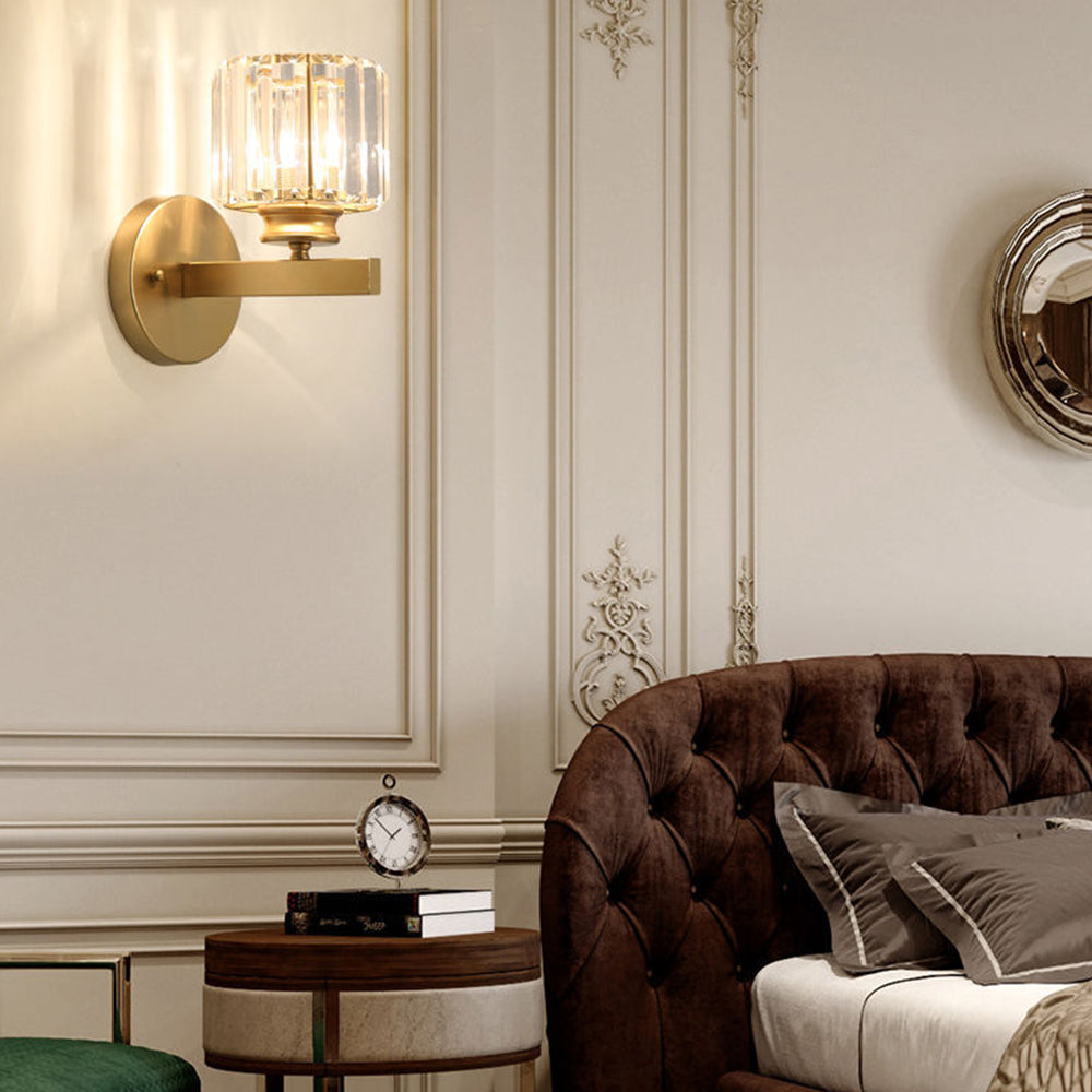 Crystal Wall Light, Minimalist Cut Crystal and Iron Wall Sconce, Concealed Fitting Wall Light for Living Room, Bedroom and Hallway