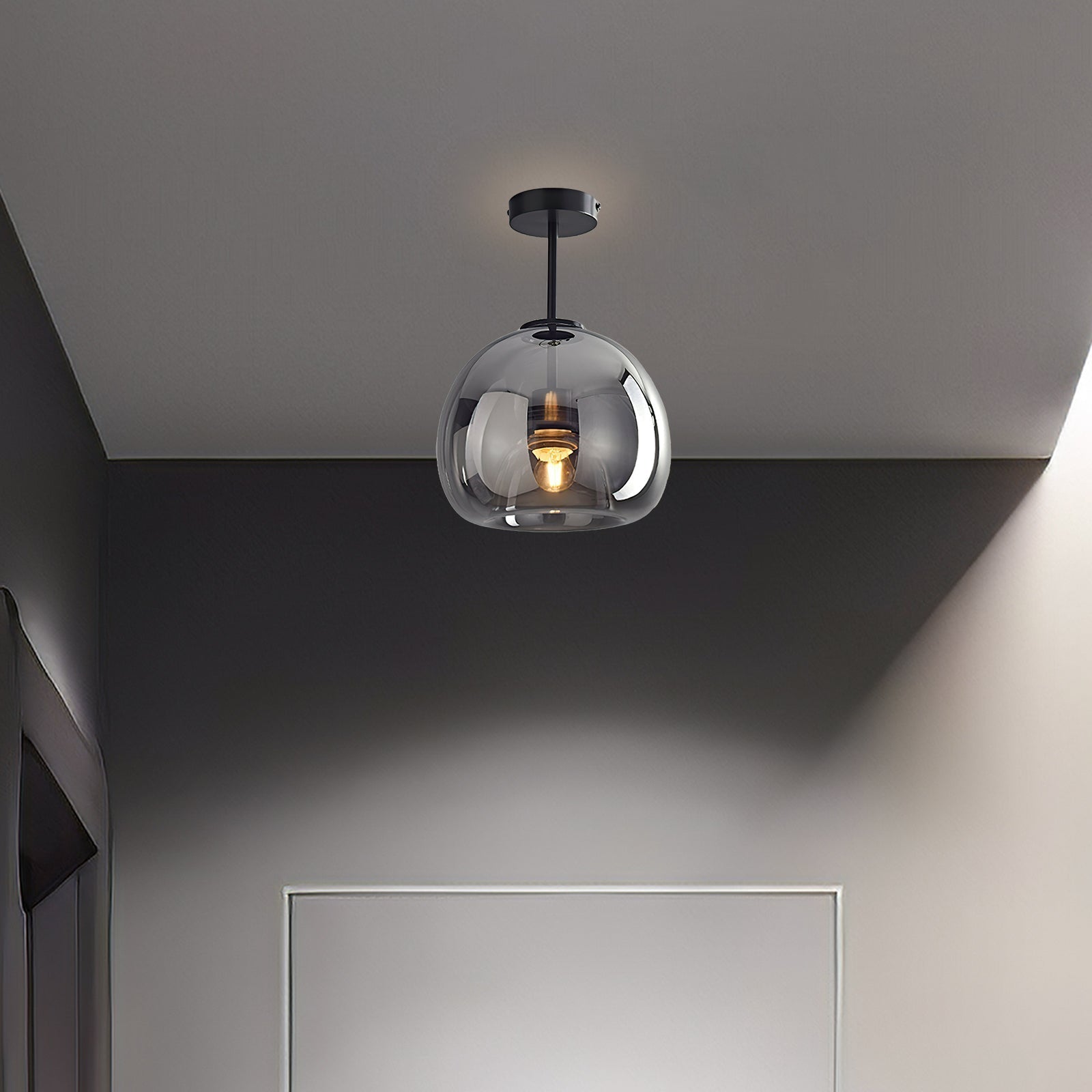 Vintage Bubble Glass Ceiling Light, Retro Bubble Glass Pendant Light, Vintage Hanging Lamp for Living Room, Bedroom, Hallway and Kitchen
