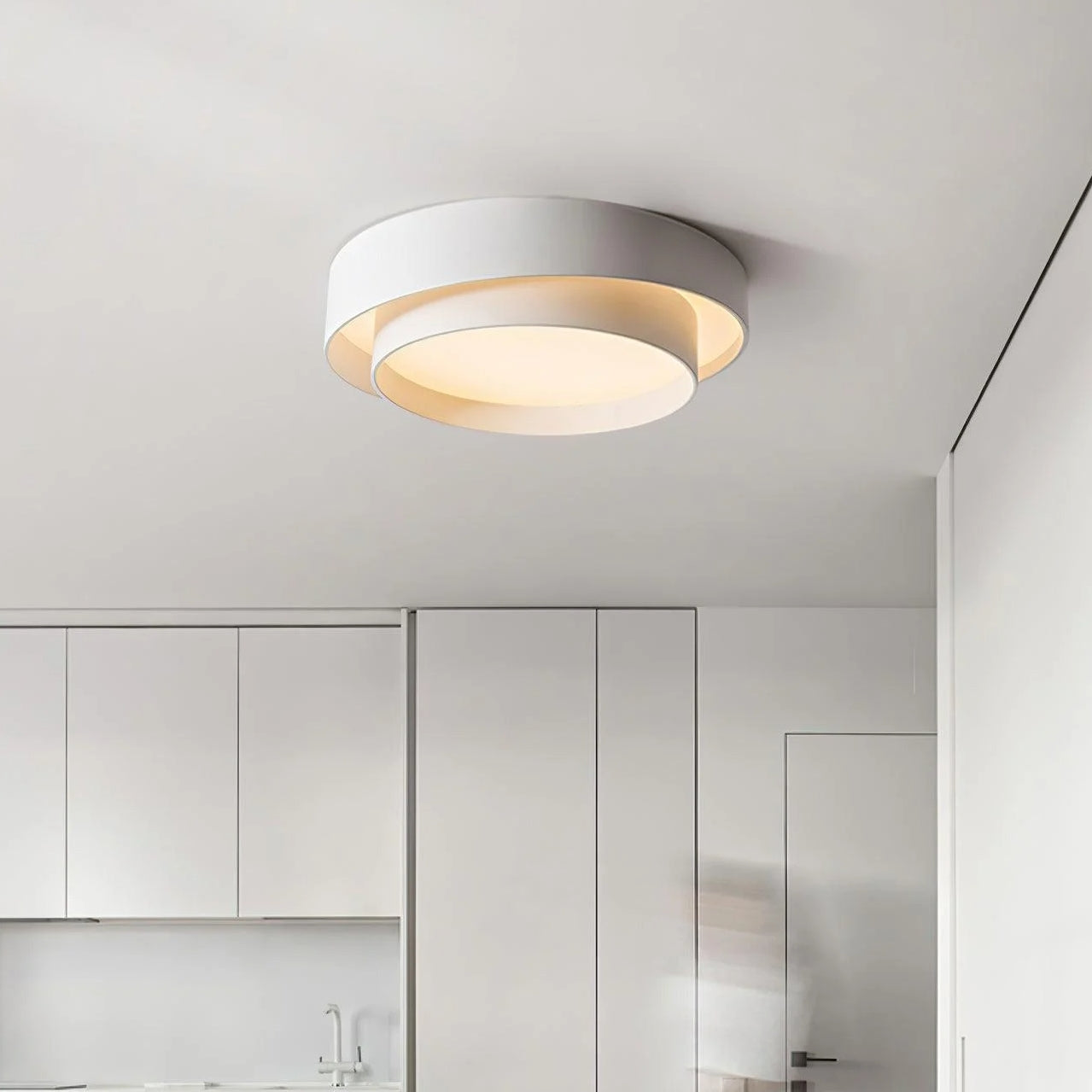 Nordic Round LED Ceiling Light, Scandinavian Minimalist Flush Mount Lamp for Living Room, Bedroom, Hallway and Kitchen
