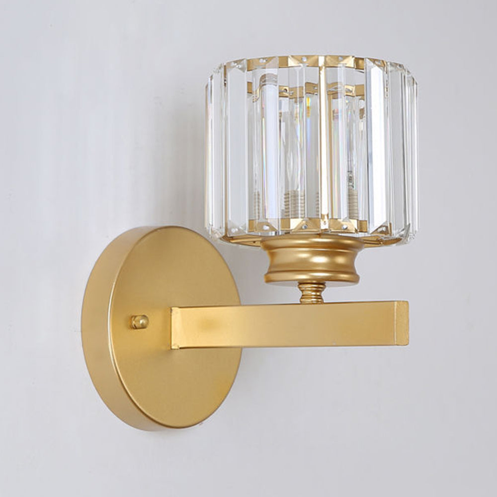 Crystal Wall Light, Minimalist Cut Crystal and Iron Wall Sconce, Concealed Fitting Wall Light for Living Room, Bedroom and Hallway