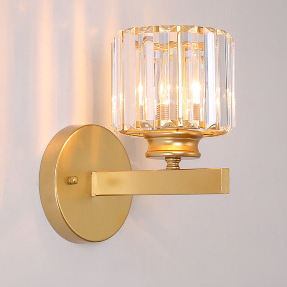 Crystal Wall Light, Minimalist Cut Crystal and Iron Wall Sconce, Concealed Fitting Wall Light for Living Room, Bedroom and Hallway