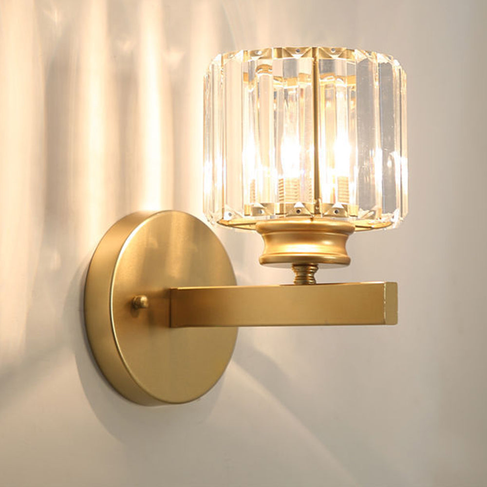 Crystal Wall Light, Minimalist Cut Crystal and Iron Wall Sconce, Concealed Fitting Wall Light for Living Room, Bedroom and Hallway