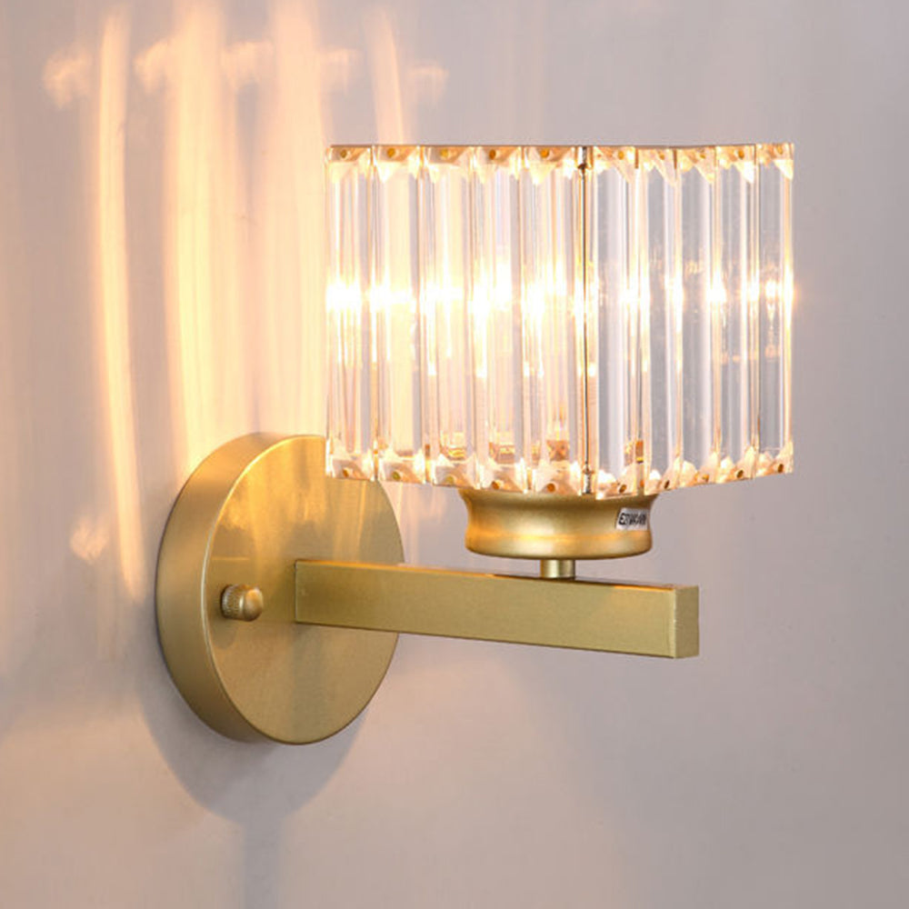 Crystal Wall Light, Minimalist Cut Crystal and Iron Wall Sconce, Concealed Fitting Wall Light for Living Room, Bedroom and Hallway