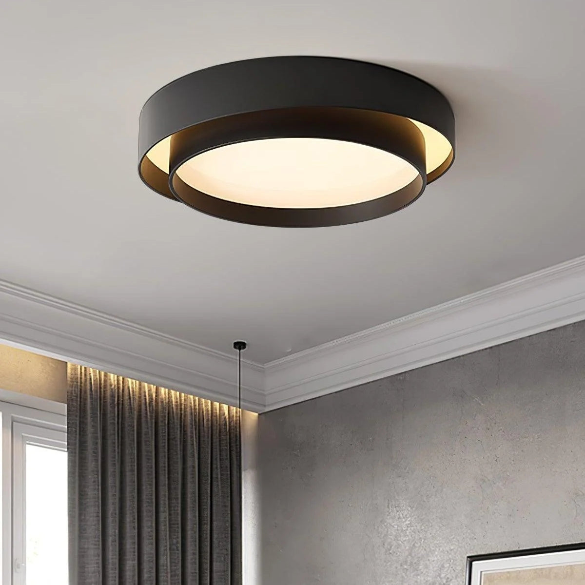 Nordic Round LED Ceiling Light, Scandinavian Minimalist Flush Mount Lamp for Living Room, Bedroom, Hallway and Kitchen