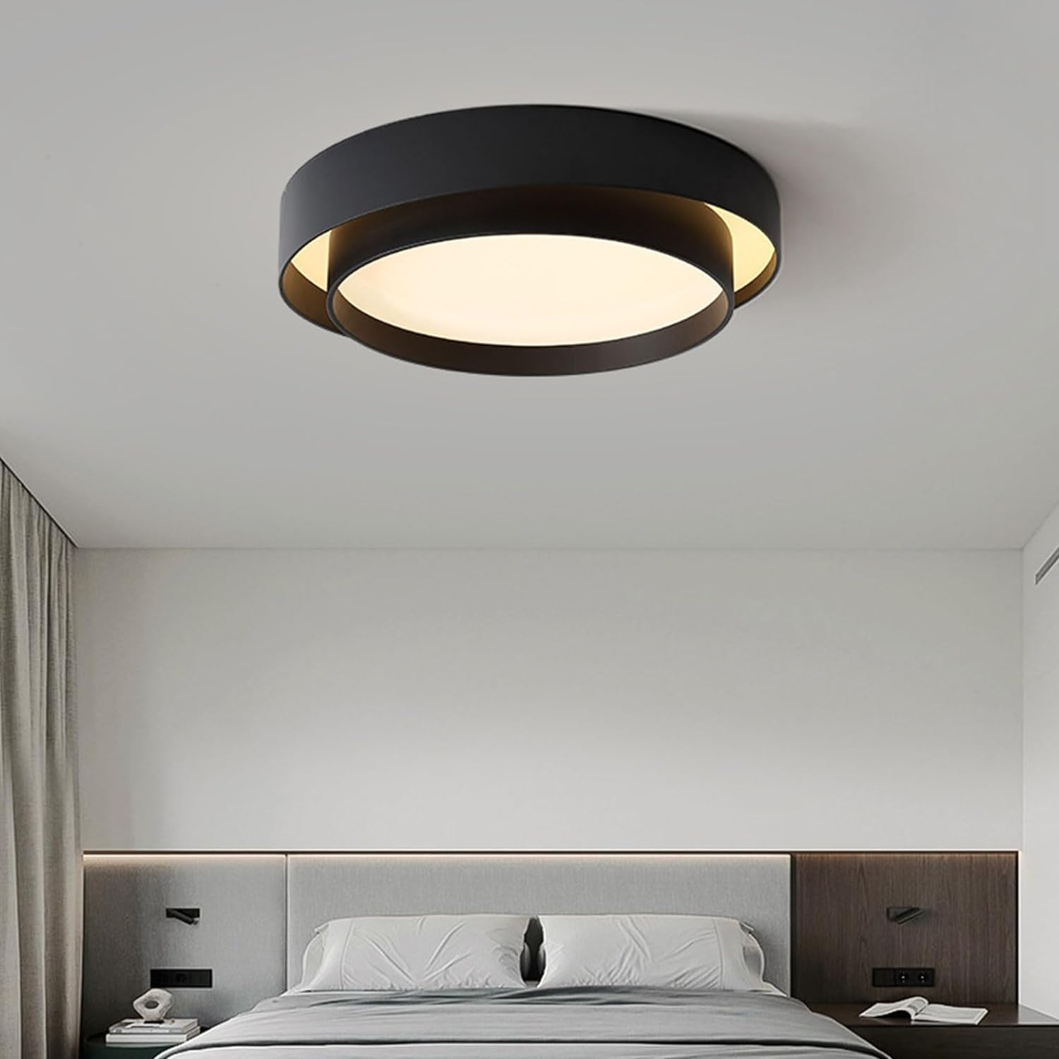 Nordic Round LED Ceiling Light, Scandinavian Minimalist Flush Mount Lamp for Living Room, Bedroom, Hallway and Kitchen