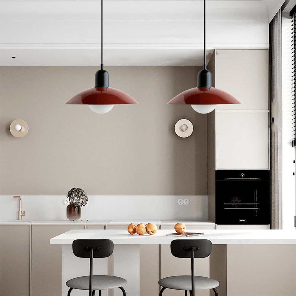 Macaron Bauhaus Pendant Light, Minimalist Powder Coated Geometric Hanging Lamp for Kitchen Island, Dining Room and Open Plan Spaces