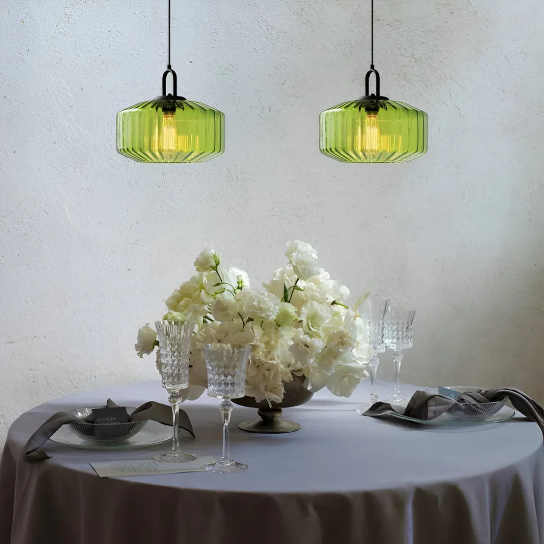 Mireta Glass Pendant Light, Vintage Coloured Glass Ceiling Light, Retro Hanging Lamp for Dining Room, Living Room and Bedroom