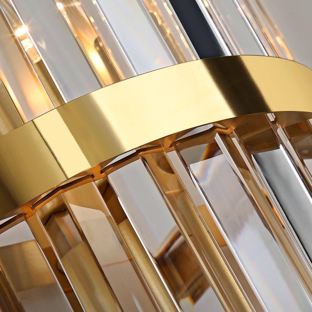 Crystal Wall Light, Minimalist Glass and Brushed Metal Wall Sconce, Modern Accent Light for Living Room, Bedroom and Hallway