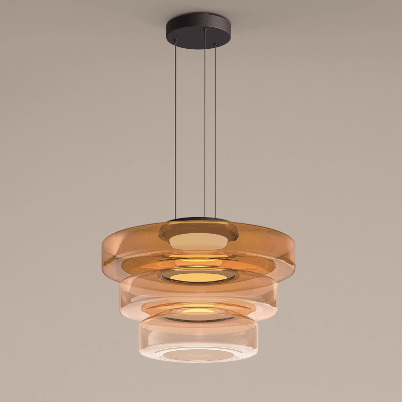 Bauhaus Glass Pendant Light, Minimalist Layered Glass LED Hanging Lamp for Dining Room, Living Room, Bedroom and Kitchen Island