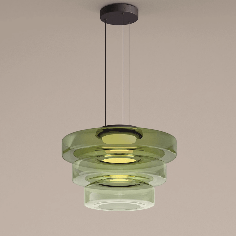 Bauhaus Glass Pendant Light, Minimalist Layered Glass LED Hanging Lamp for Dining Room, Living Room, Bedroom and Kitchen Island