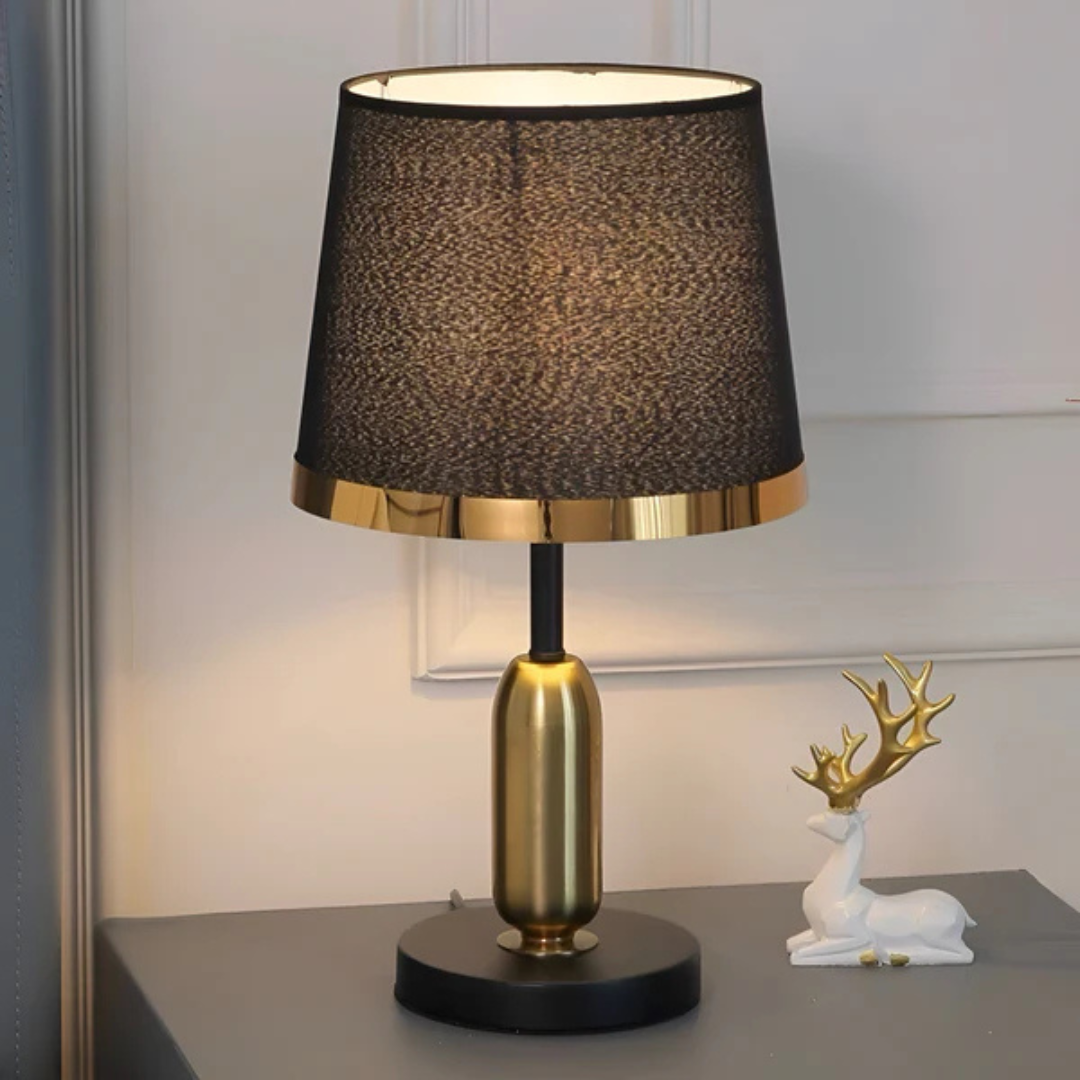 Vintage Black and Gold Table Lamp, Minimalist Matte Black Accent Desk Light for Home Office, Study, Bedroom and Living Room