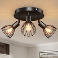 Industrial Adjustable Black Spotlight Ceiling Light, Matte Black Metal Aimable Ceiling Lamp for Kitchen, Hallway and Living Room