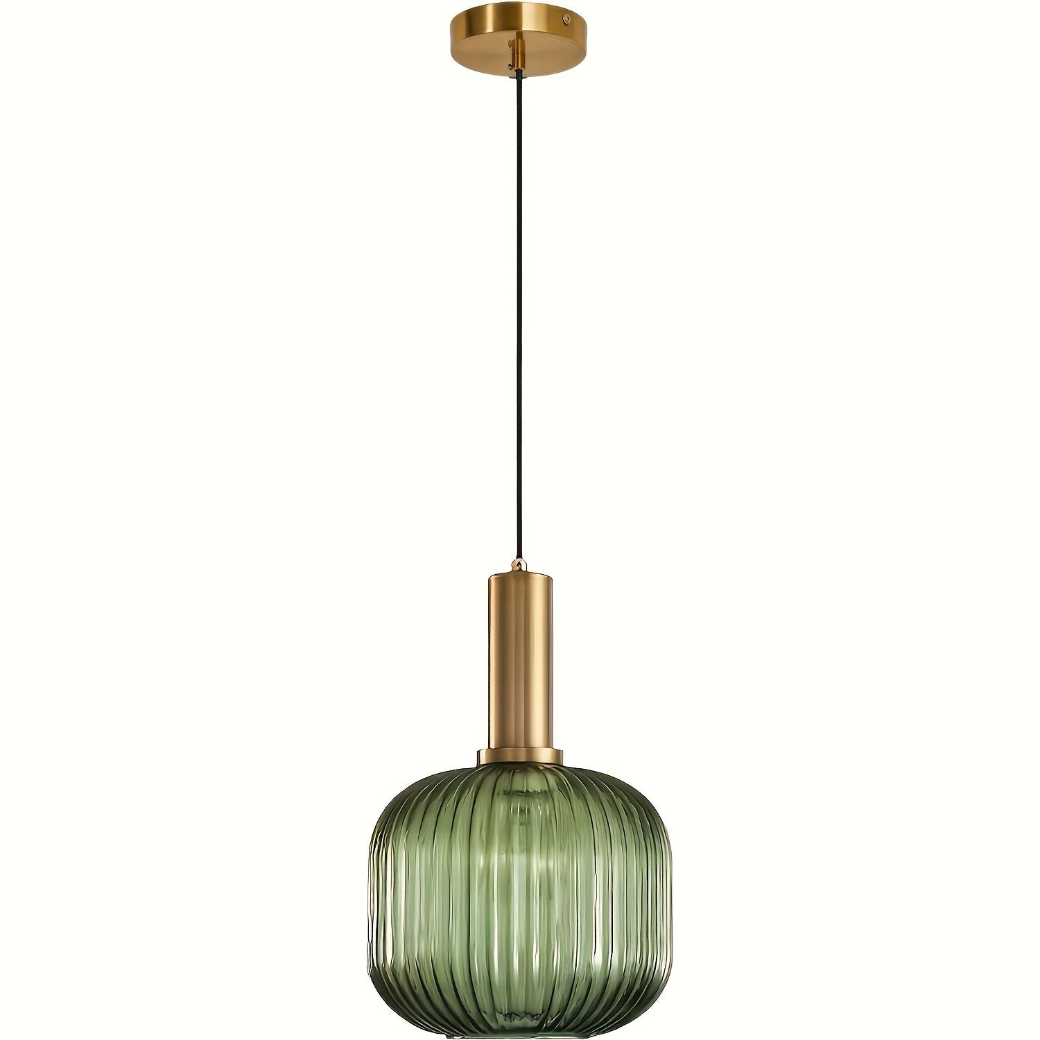 Modern Striped Glass Pendant Light, Minimalist Glass and Brushed Metal Hanging Lamp for Kitchen Island, Dining Room and Hallway