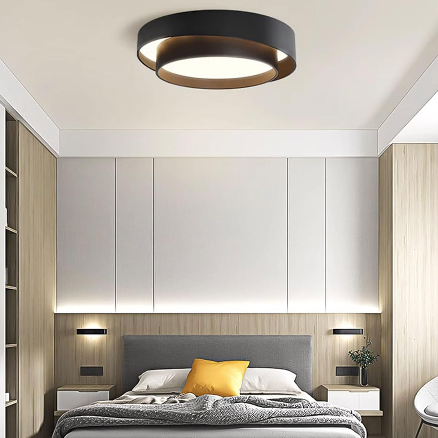 Nordic Round LED Ceiling Light, Scandinavian Minimalist Flush Mount Lamp for Living Room, Bedroom, Hallway and Kitchen