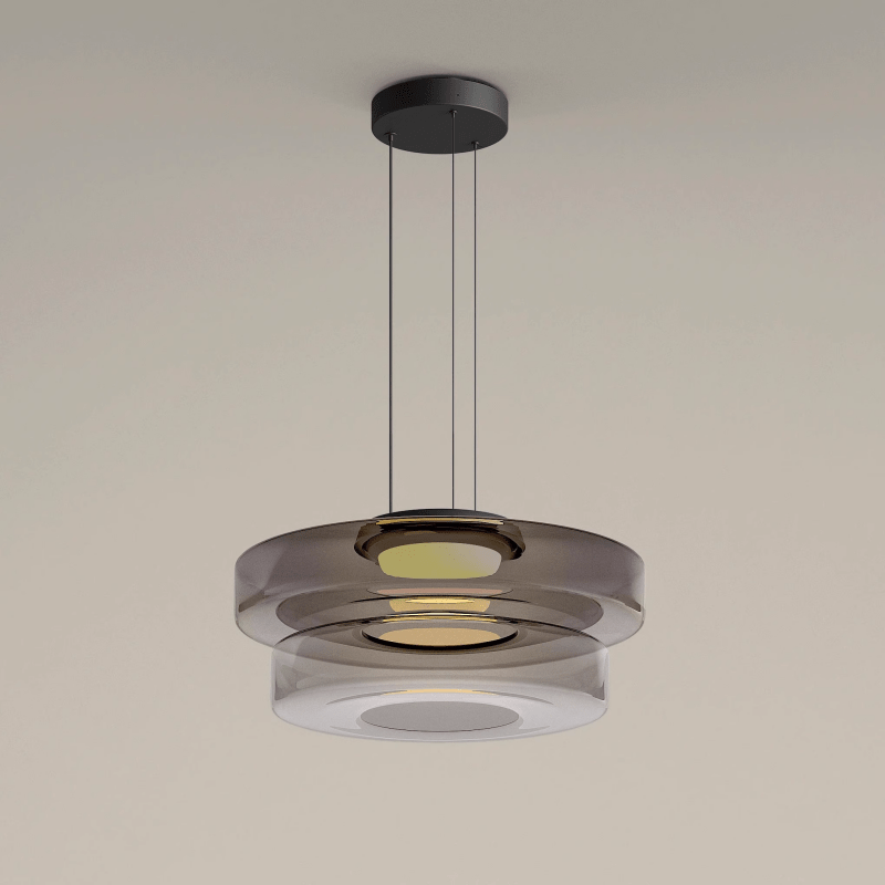 Bauhaus Glass Pendant Light, Minimalist Layered Glass LED Hanging Lamp for Dining Room, Living Room, Bedroom and Kitchen Island