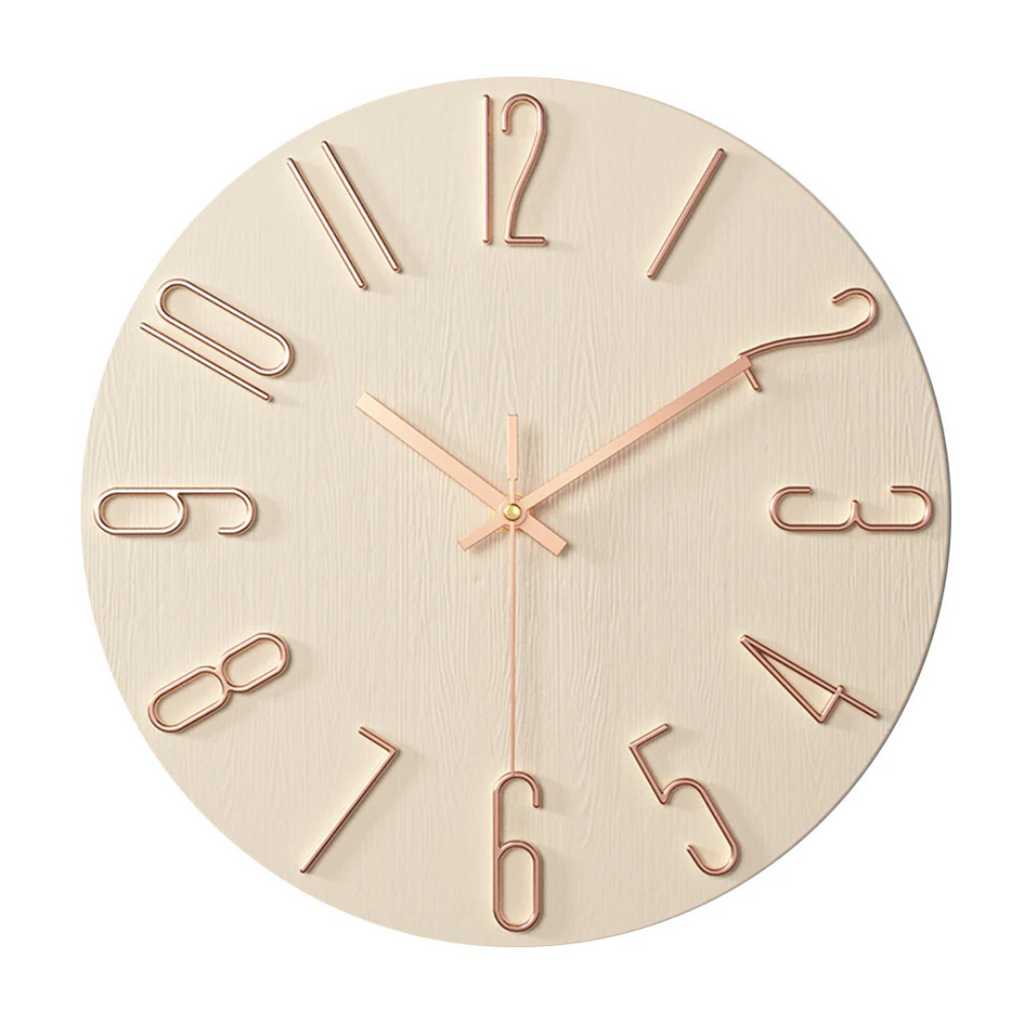 Noble Modern Wall Clock, Minimalist Round Wall Clock, Neutral Decorative Timepiece for Living Room, Bedroom, Kitchen and Hallway