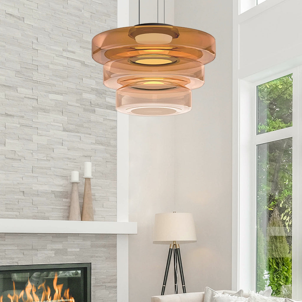 Glass Pendant Lamp, Contemporary Bauhaus Style Glass Ceiling Light, Hanging Lamp for Dining Room, Living Room and Bedroom