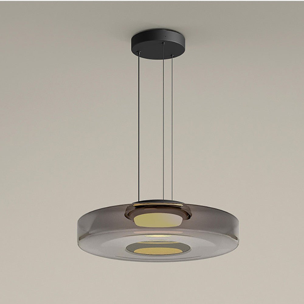 Bauhaus Glass Pendant Light, Minimalist Layered Glass LED Hanging Lamp for Dining Room, Living Room, Bedroom and Kitchen Island