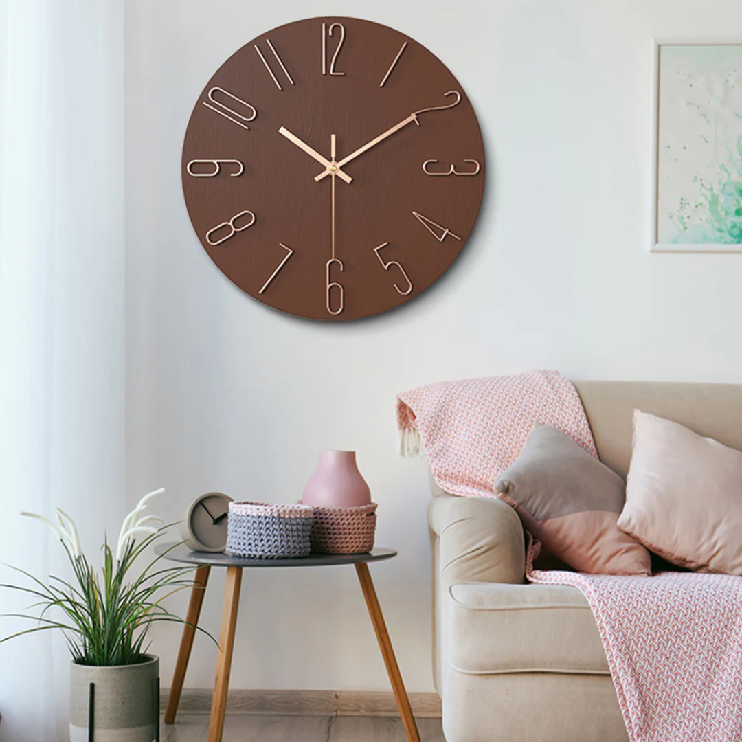 Noble Modern Wall Clock, Minimalist Round Wall Clock, Neutral Decorative Timepiece for Living Room, Bedroom, Kitchen and Hallway