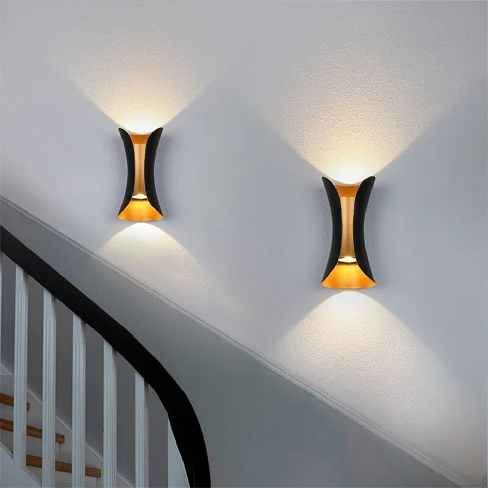 Modern Black and Gold Wall Light, Minimalist Waterproof LED Wall Lamp for Living Room, Bedroom, Hallway and Bathroom