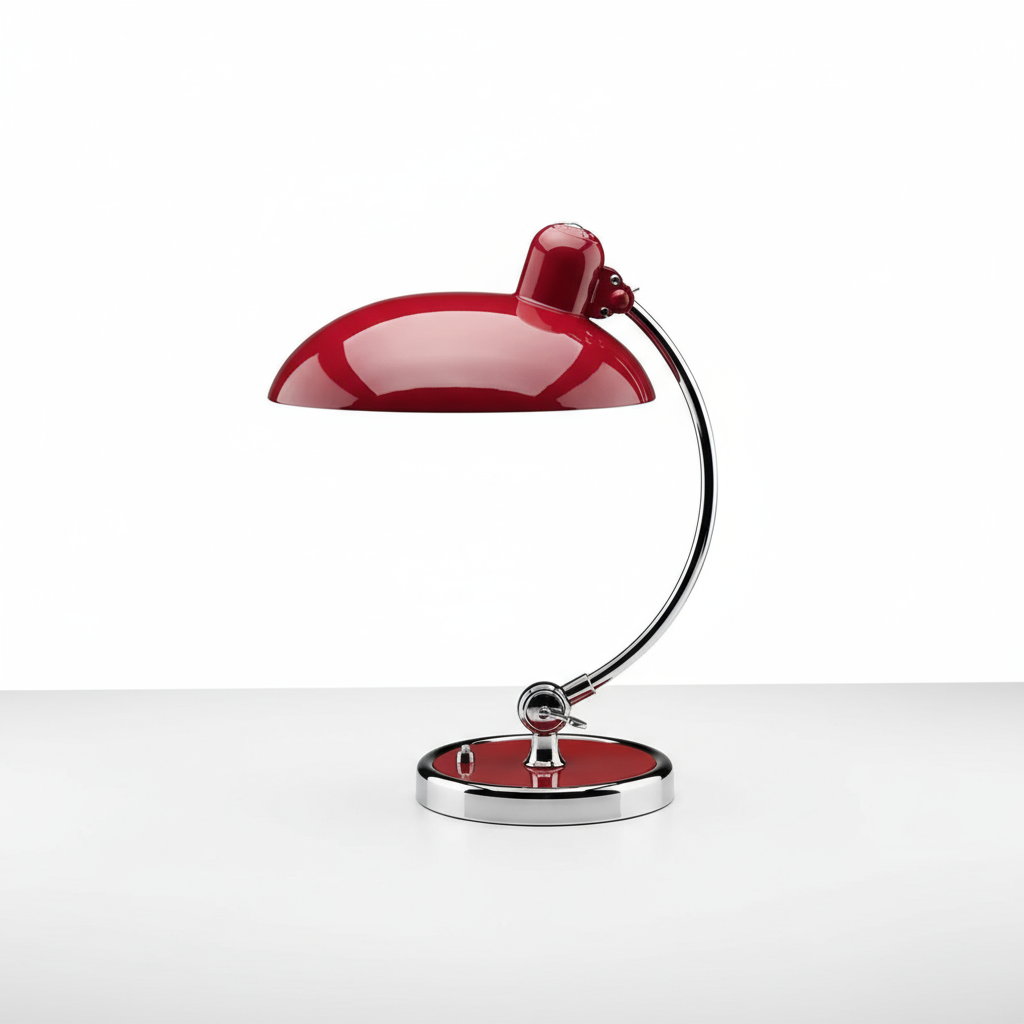 ScandiArc Table Lamp, Scandinavian Brushed Metal Curved Desk Lamp, Arc Accent Light for Home Office, Study and Living Room