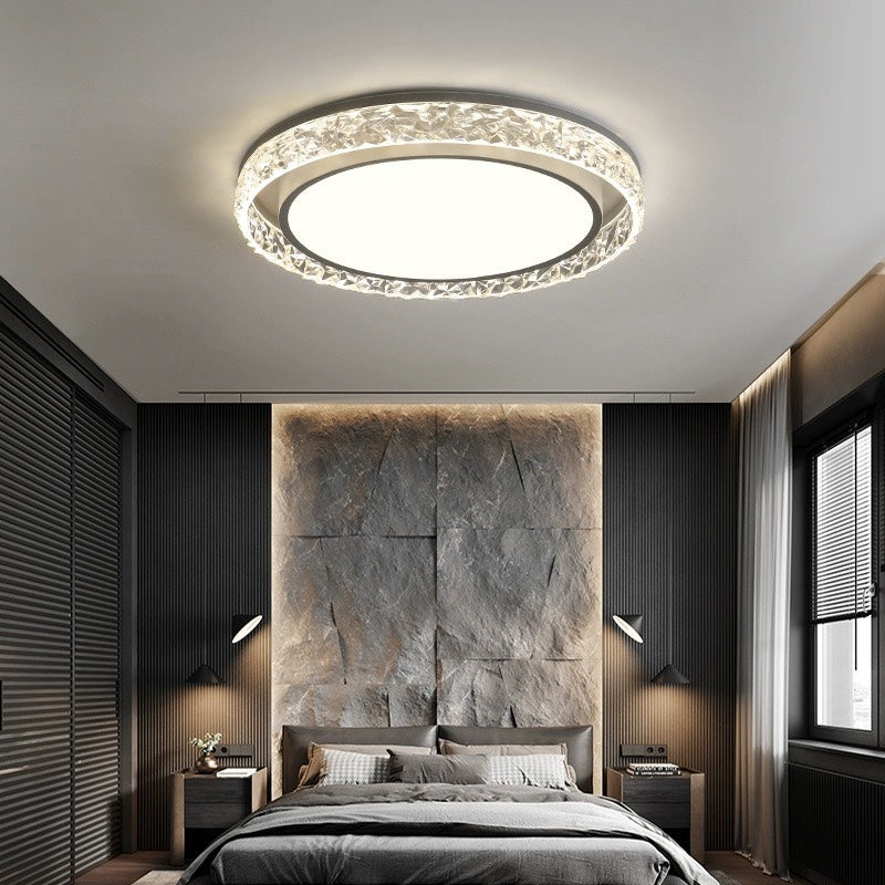Crystal Halo LED Ceiling Light, Luxury Dimmable Glass Flush Mount Light for Living Room, Bedroom and Hallway