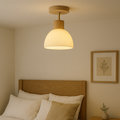 Ailse Ceiling Lamp, Contemporary Solid Wood and Glass LED Ceiling Light for Hallway, Landing, Bedroom and Living Room