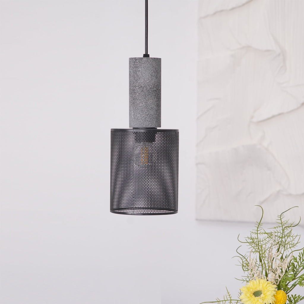 Urban Concrete Pendant Light, Industrial Marble Look Stone LED Hanging Lamp for Kitchen Island, Dining Room and Living Room