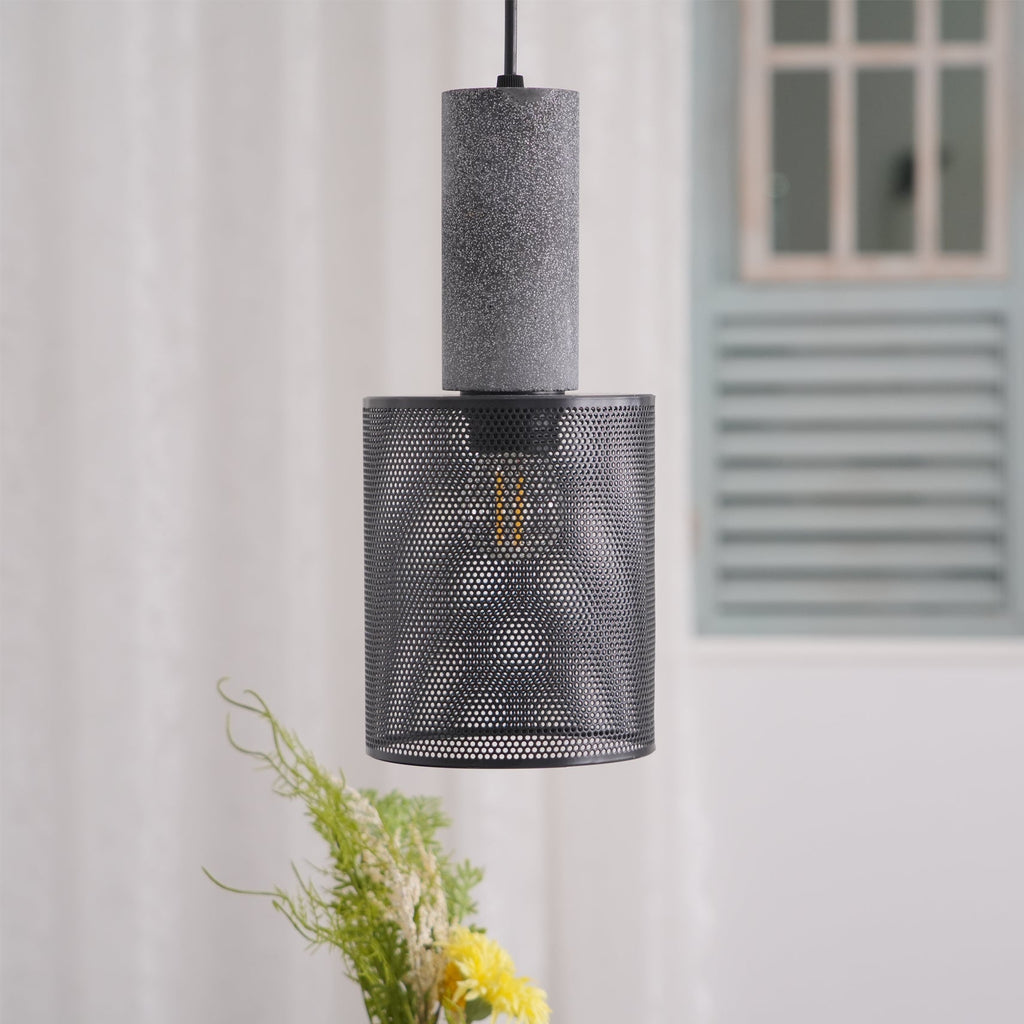 Urban Concrete Pendant Light, Industrial Marble Look Stone LED Hanging Lamp for Kitchen Island, Dining Room and Living Room