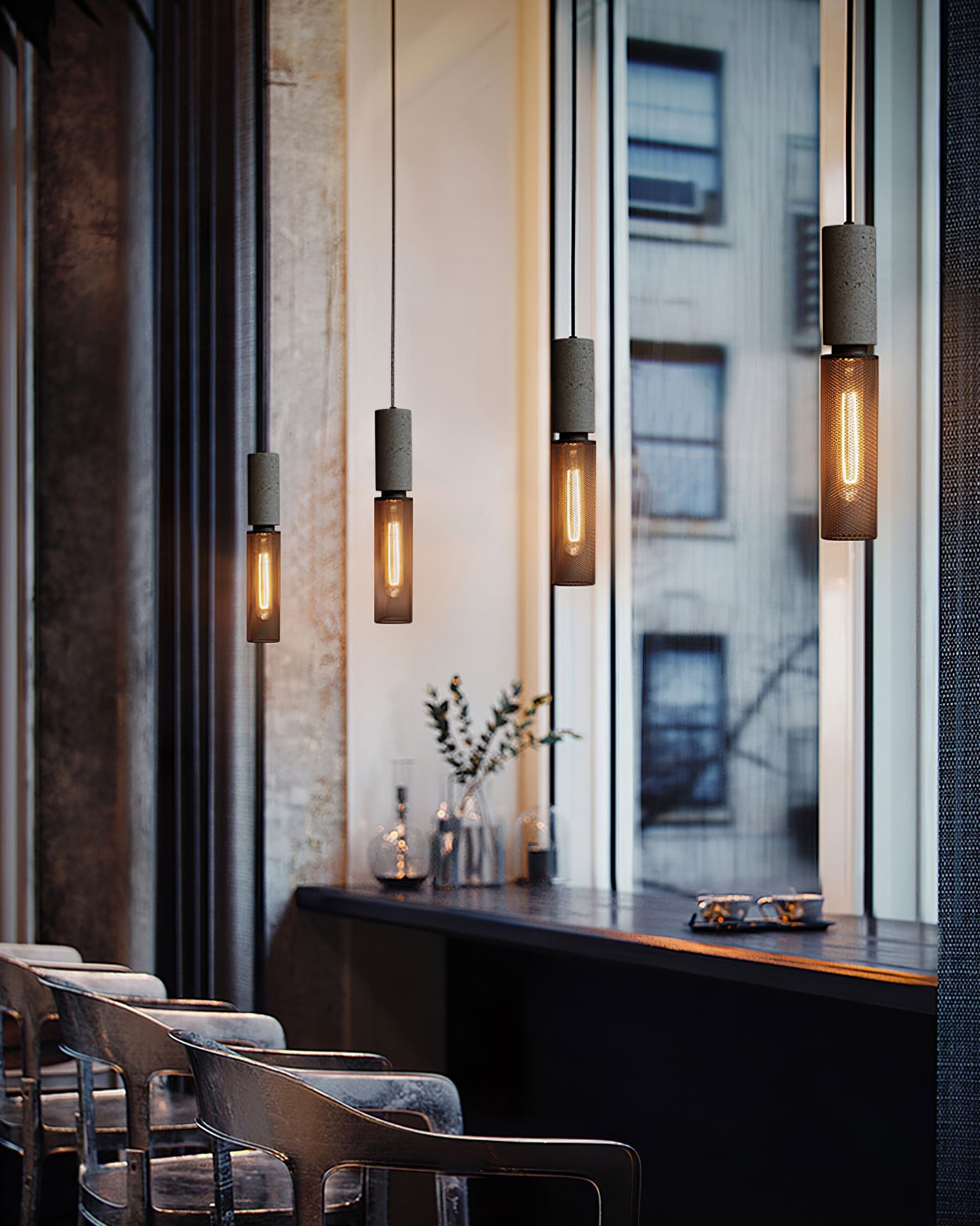 Urban Concrete Pendant Light, Industrial Marble Look Stone LED Hanging Lamp for Kitchen Island, Dining Room and Living Room