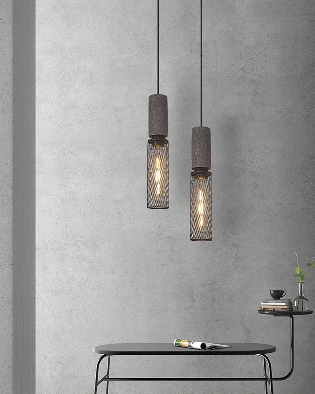 Urban Concrete Pendant Light, Industrial Marble Look Stone LED Hanging Lamp for Kitchen Island, Dining Room and Living Room
