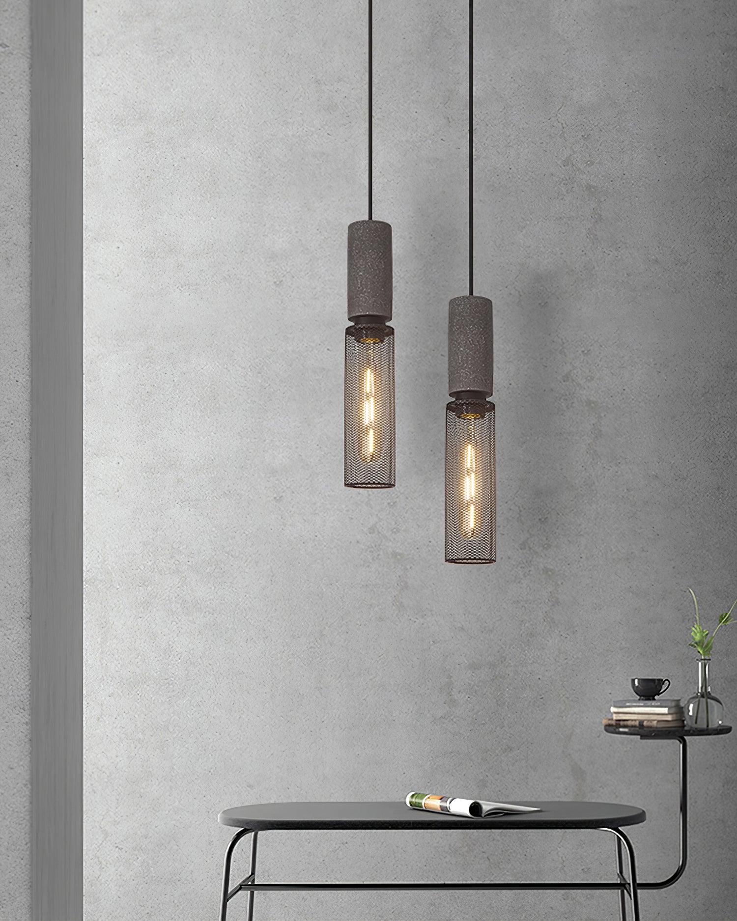 Urban Concrete Pendant Light, Industrial Marble Look Stone LED Hanging Lamp for Kitchen Island, Dining Room and Living Room