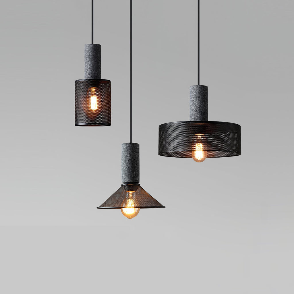 Urban Concrete Pendant Light, Industrial Marble Look Stone LED Hanging Lamp for Kitchen Island, Dining Room and Living Room