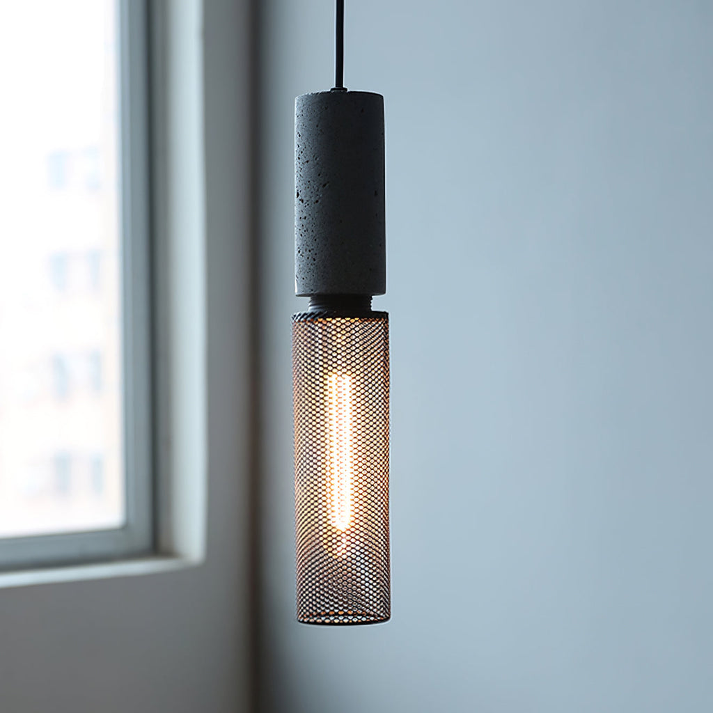 Urban Concrete Pendant Light, Industrial Marble Look Stone LED Hanging Lamp for Kitchen Island, Dining Room and Living Room