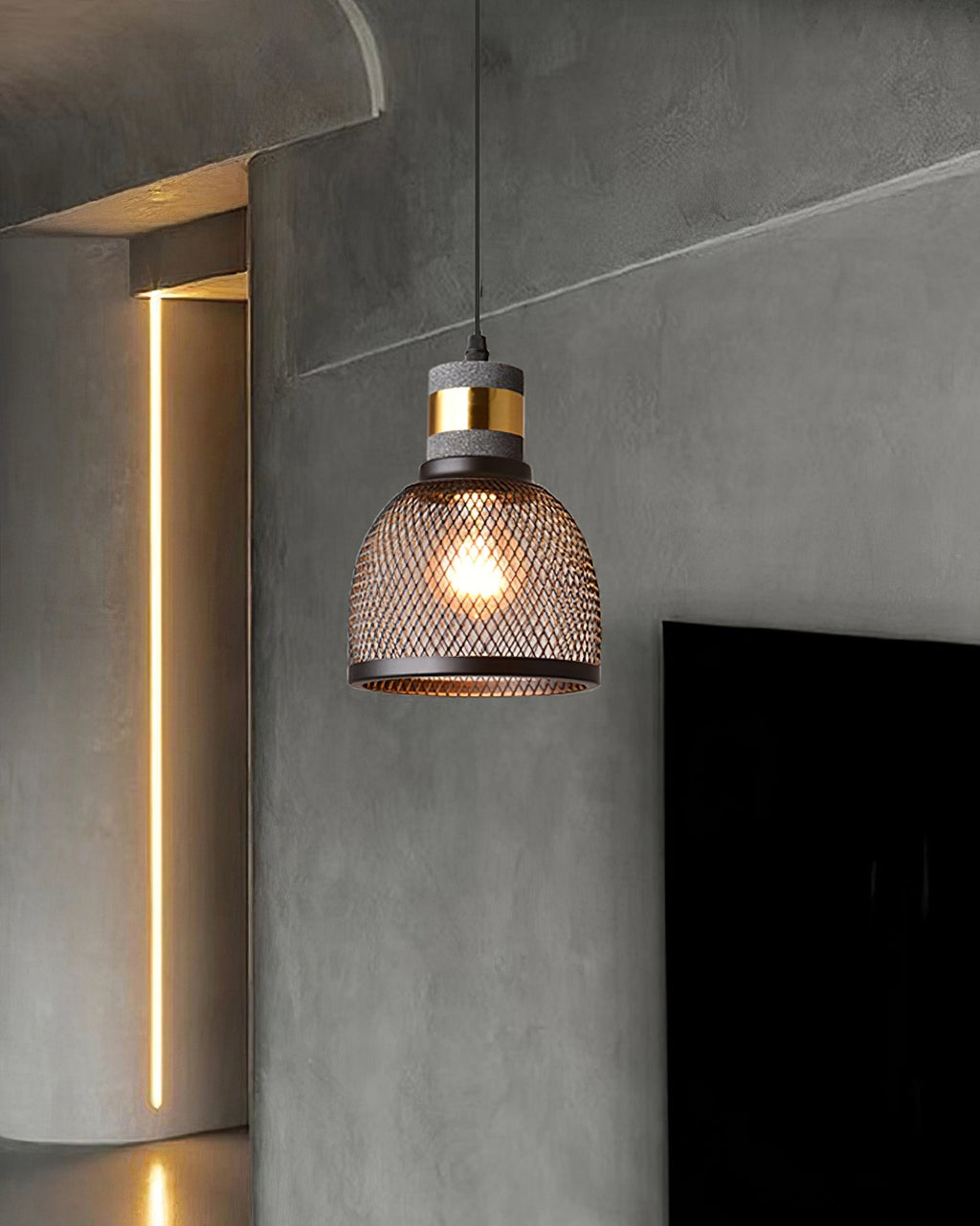 Urban Concrete Pendant Light, Industrial Marble Look Stone LED Hanging Lamp for Kitchen Island, Dining Room and Living Room