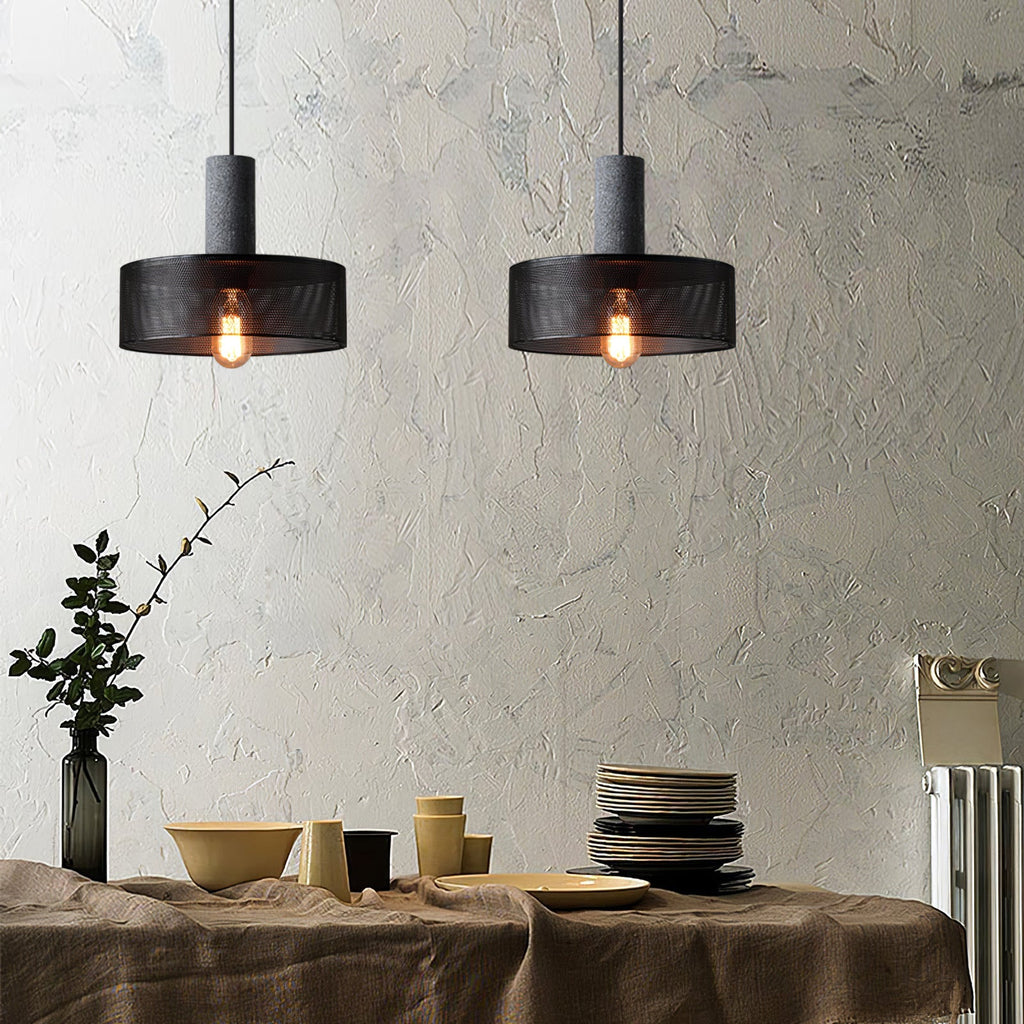 Urban Concrete Pendant Light, Industrial Marble Look Stone LED Hanging Lamp for Kitchen Island, Dining Room and Living Room