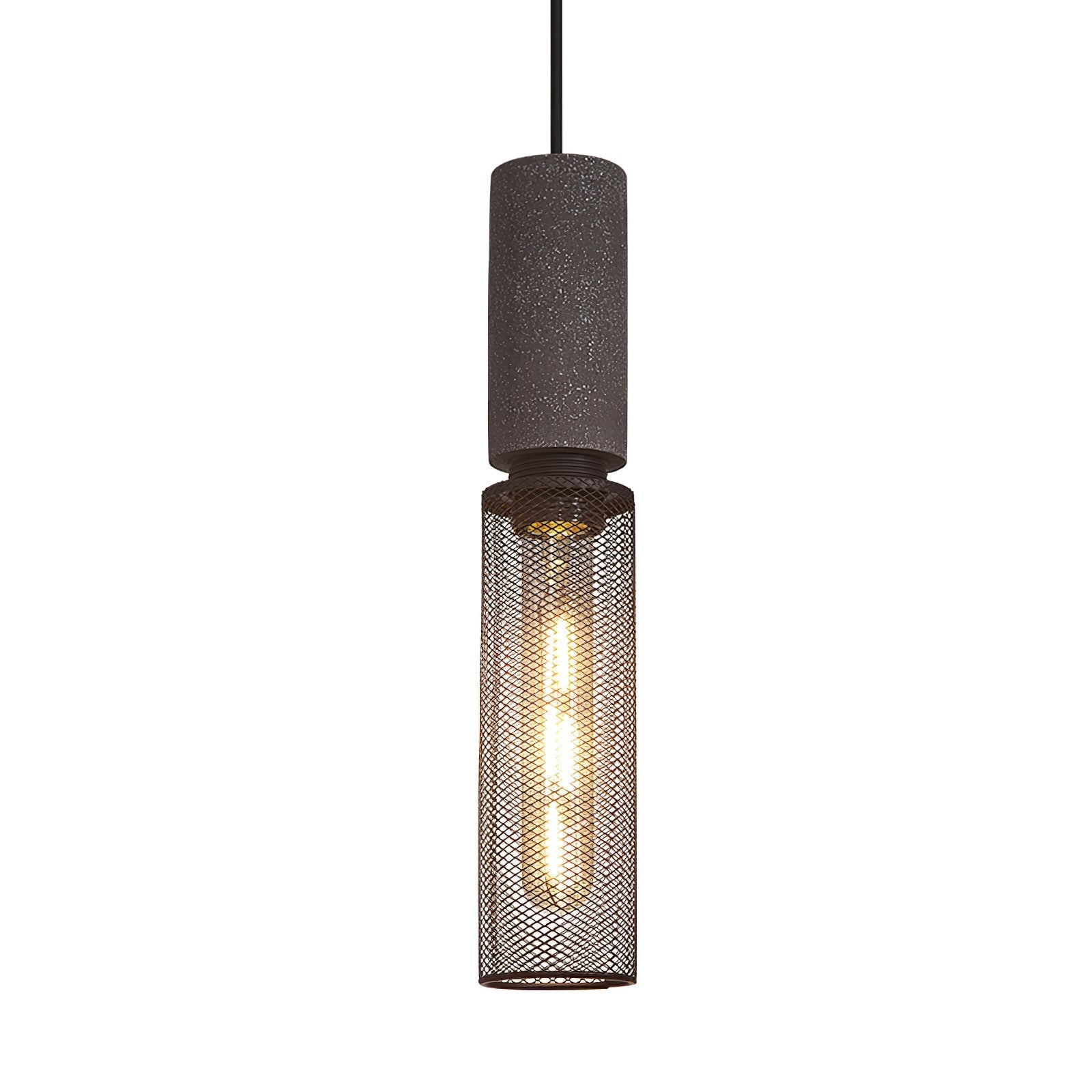Urban Concrete Pendant Light, Industrial Marble Look Stone LED Hanging Lamp for Kitchen Island, Dining Room and Living Room